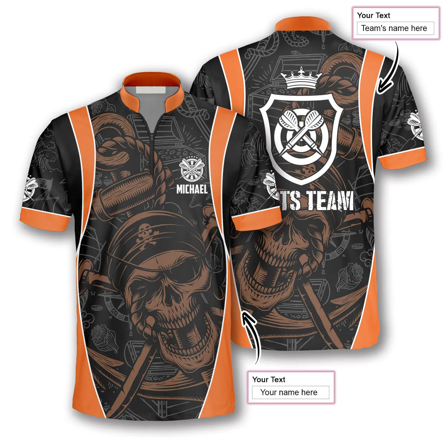 3D All Over Print Darts Pirate Skull Custom Darts Jerseys for Men, Gift for Dart Team, Dart Player