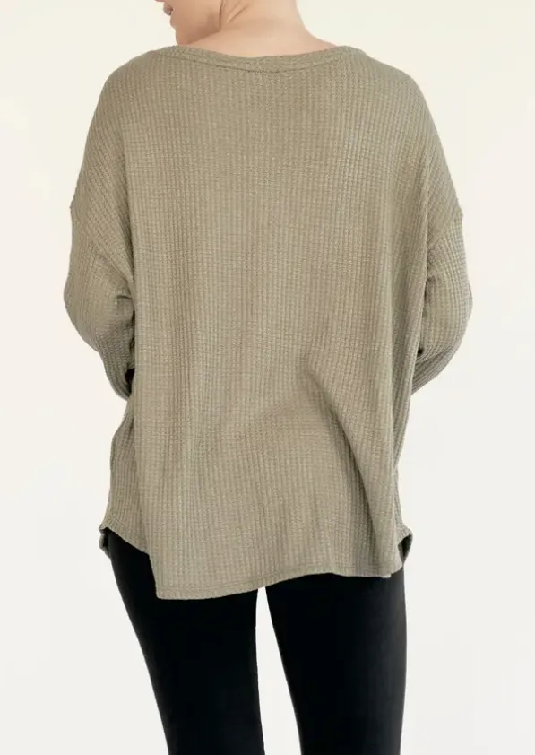 Bamboo Waffle Knit Oversized Pullover