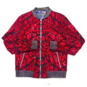 Barya NewYork Red Black Crystal Bomber Jacket