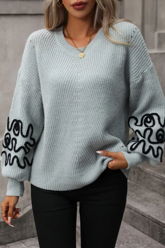 Bonita Mod Yarn Bric Brac Knit Pullover Top - Gray