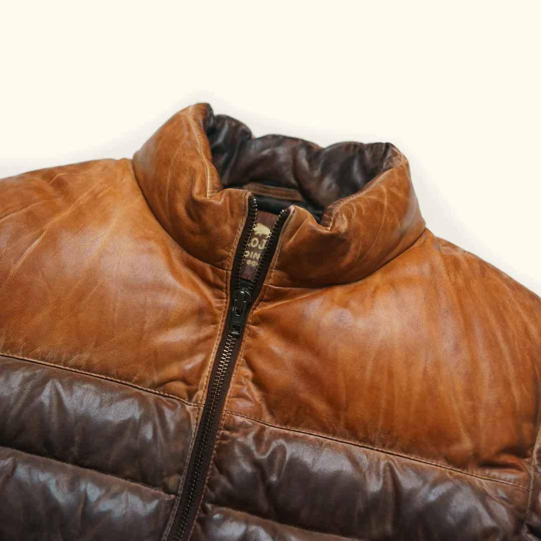 Bridger Leather Down Jacket | Tan & Brown