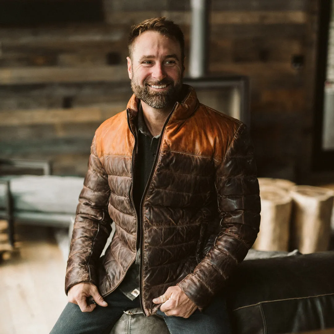 Bridger Leather Down Jacket | Tan & Brown