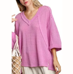 Bubblegum Waffle Knit Top