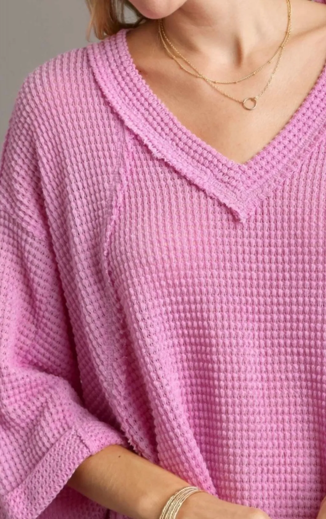 Bubblegum Waffle Knit Top