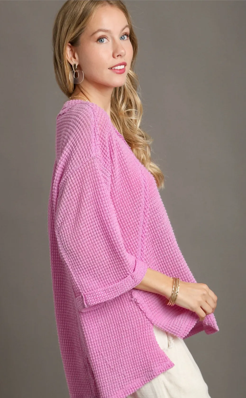 Bubblegum Waffle Knit Top