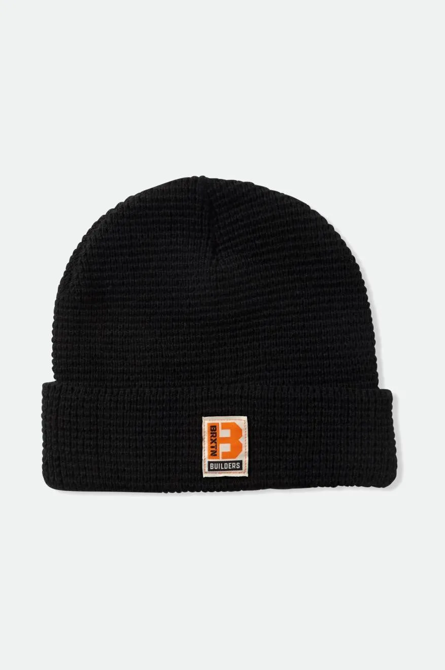 Builders Waffle Knit Beanie - Black