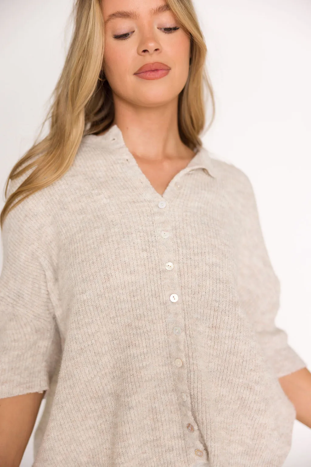 Cherie Button Down Cardigan in Oatmeal