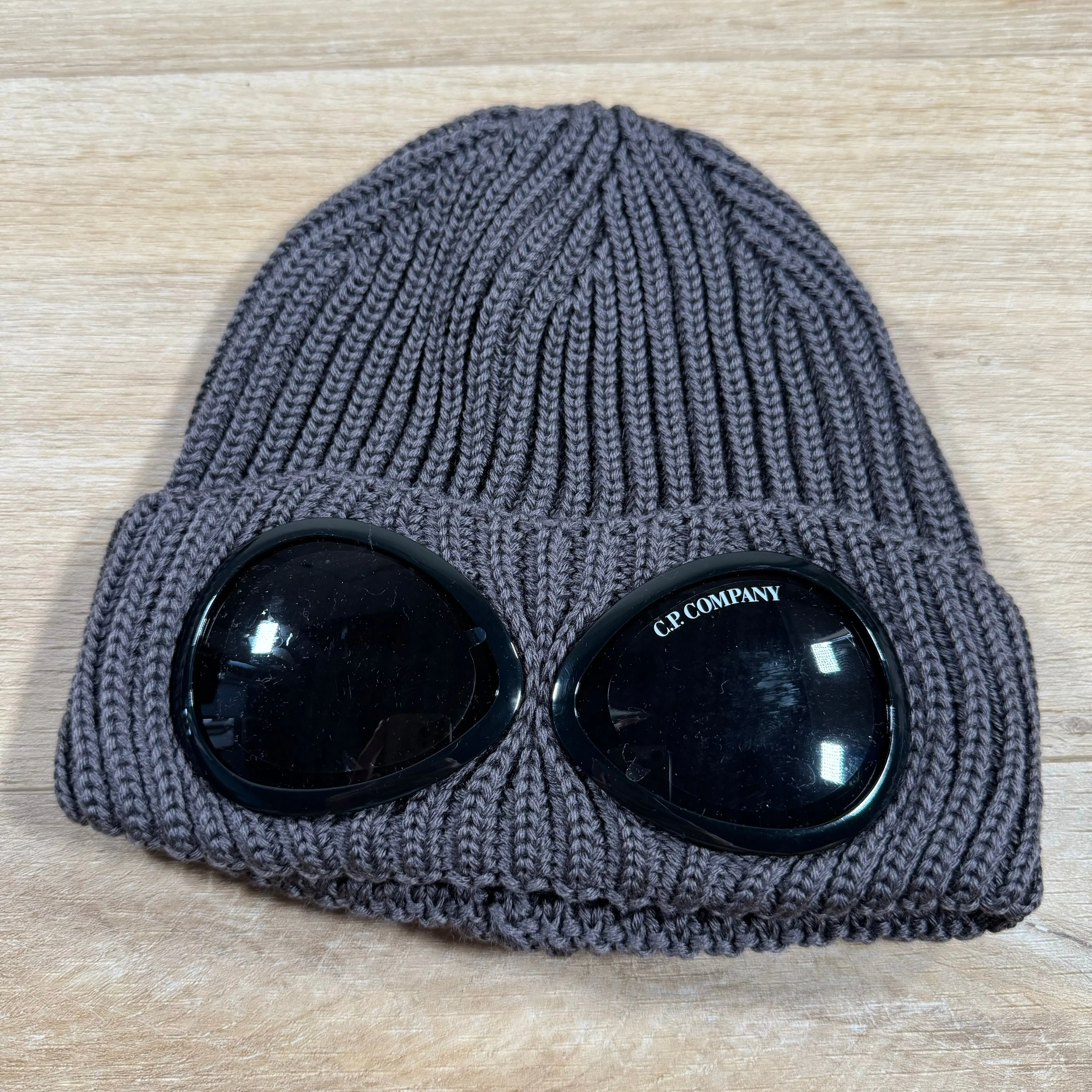 C.P. Company Extra Fine Merino Wool Goggle Beanie in Violet