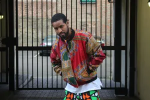 Dashiki Bomber Jacket in Red African Print