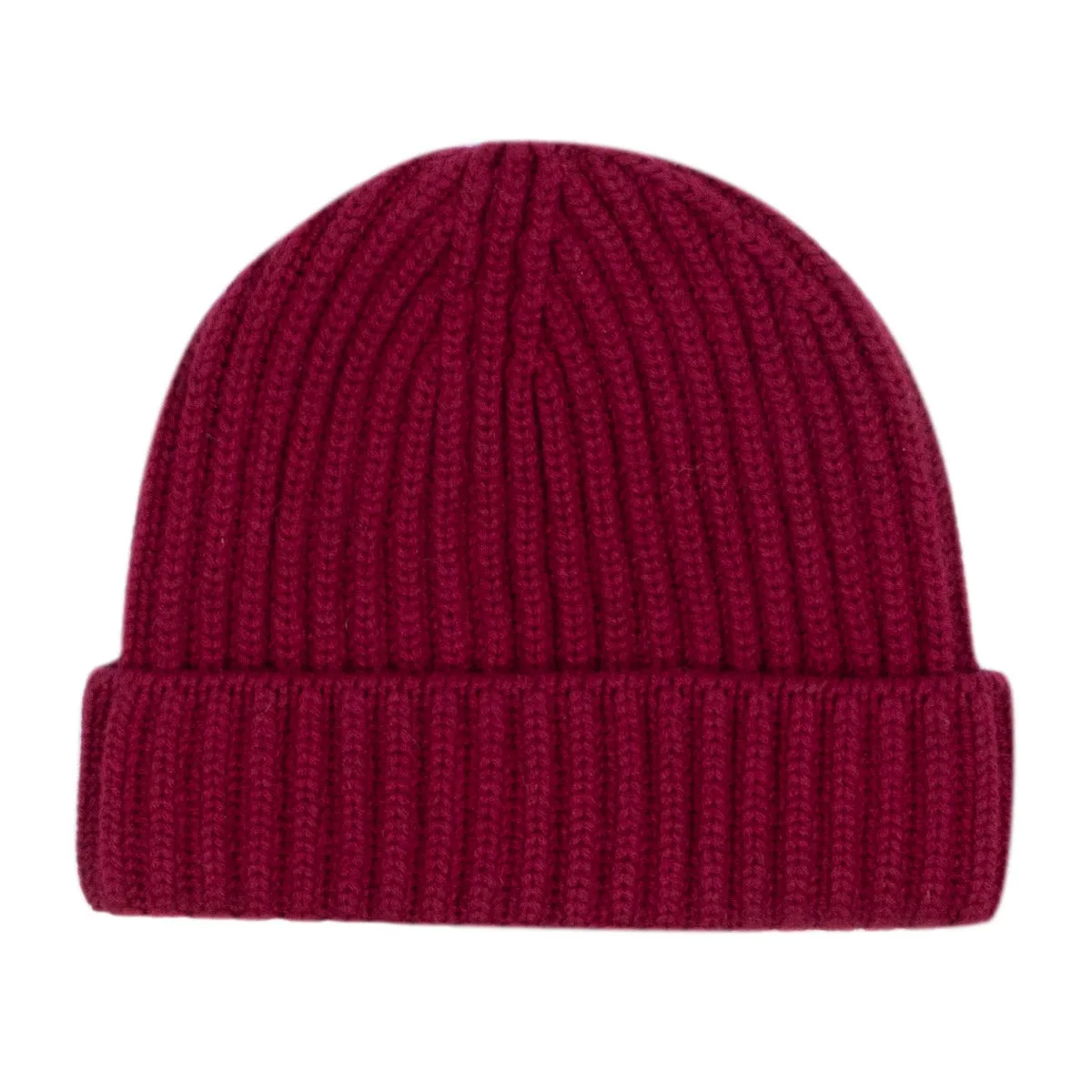 Fisherman Knit 8ply Cashmere Hat - Claret