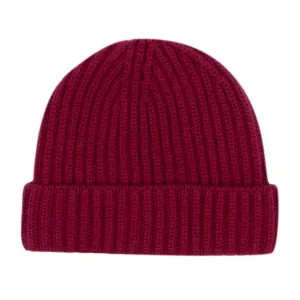 Fisherman Knit 8ply Cashmere Hat - Claret