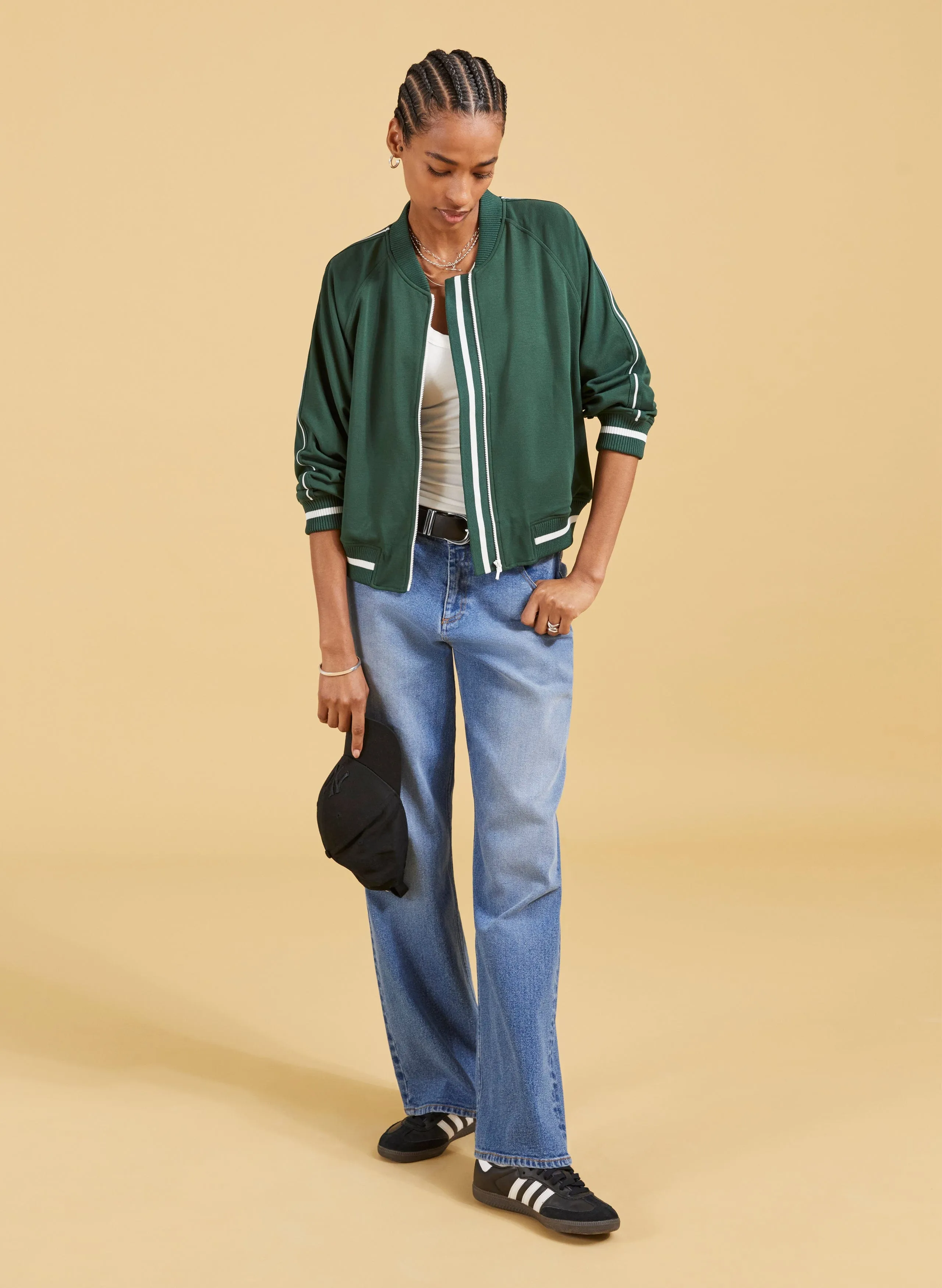 Gretchen LENZING™ ECOVERO™ Cropped Bomber Jacket | Forest Green