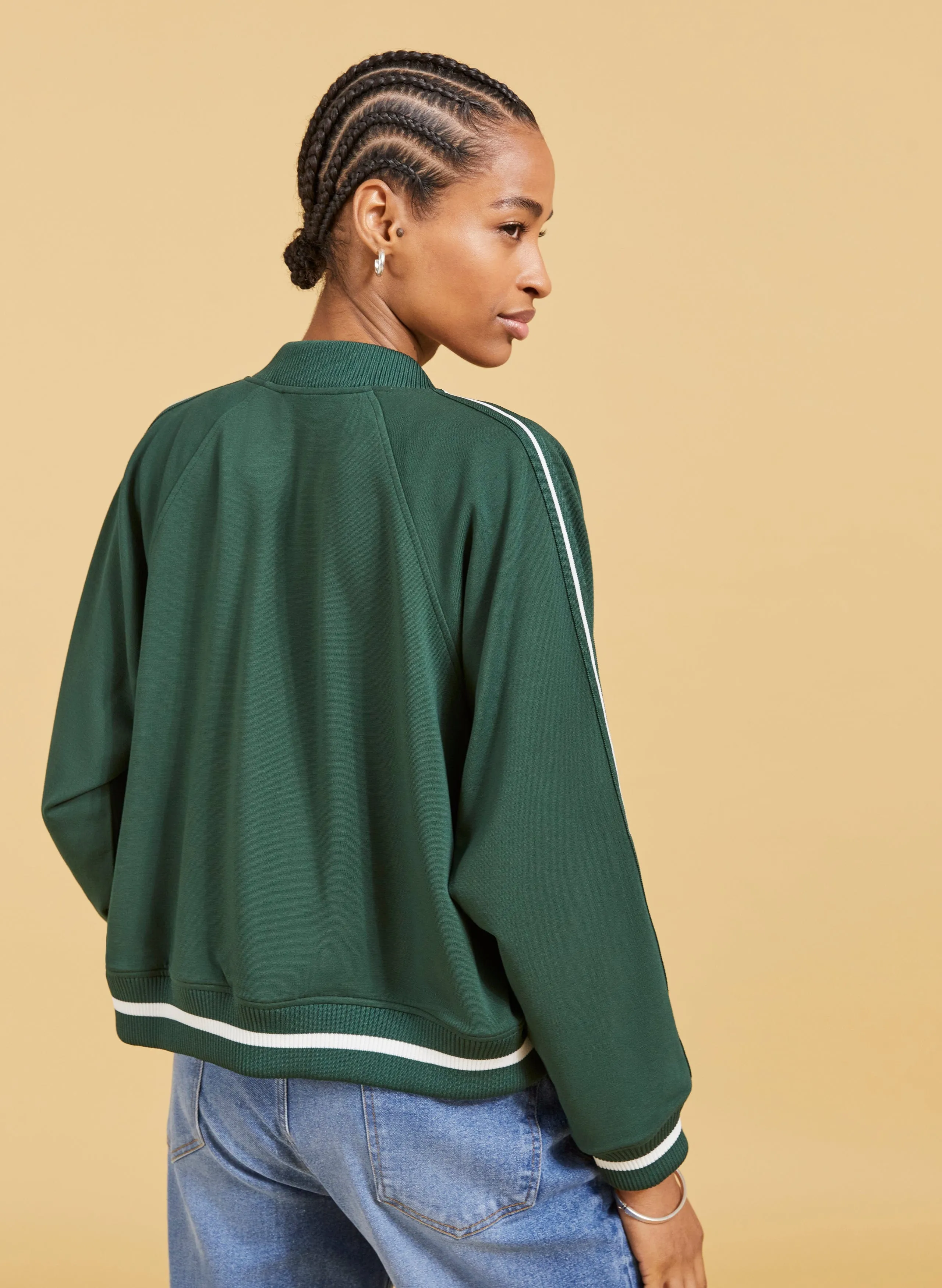 Gretchen LENZING™ ECOVERO™ Cropped Bomber Jacket | Forest Green