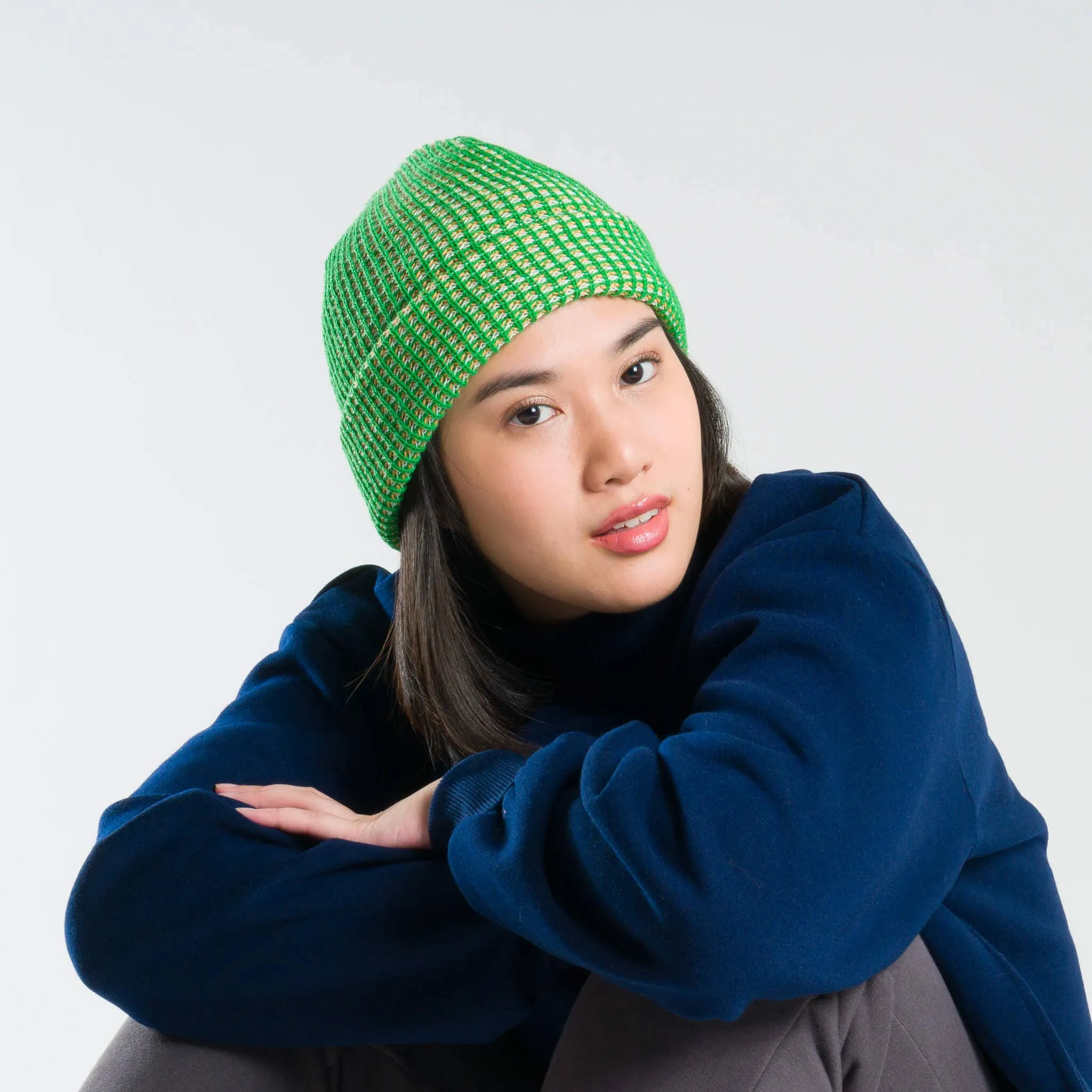 Grid Knit Beanie - Lilac