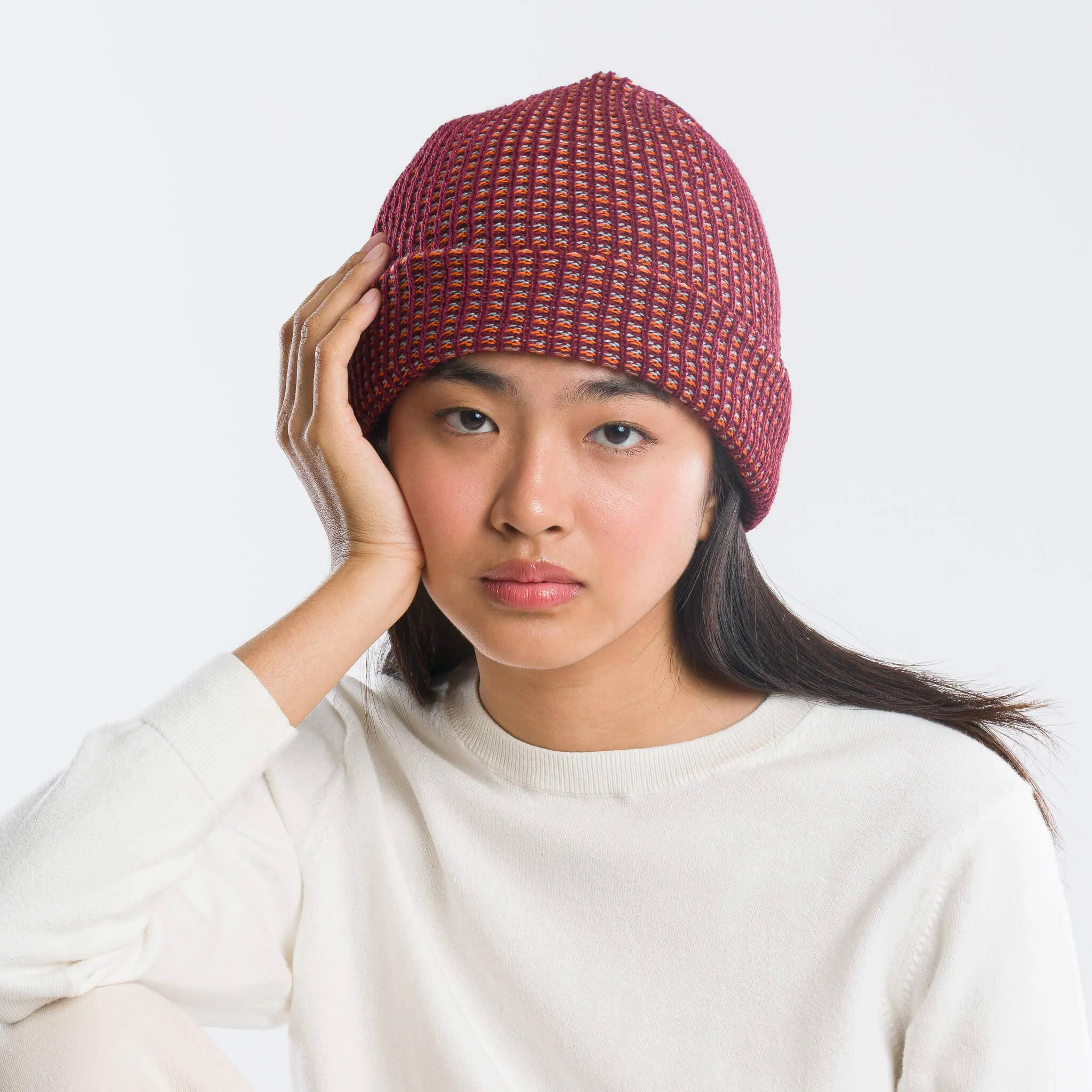 Grid Knit Beanie - Lilac