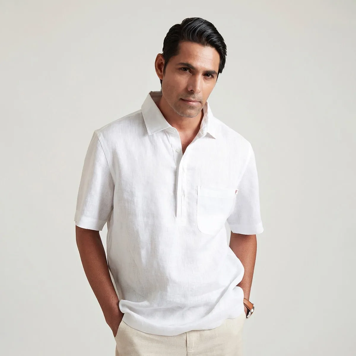 Jack Organic Linen Half Placket Henley Shirt