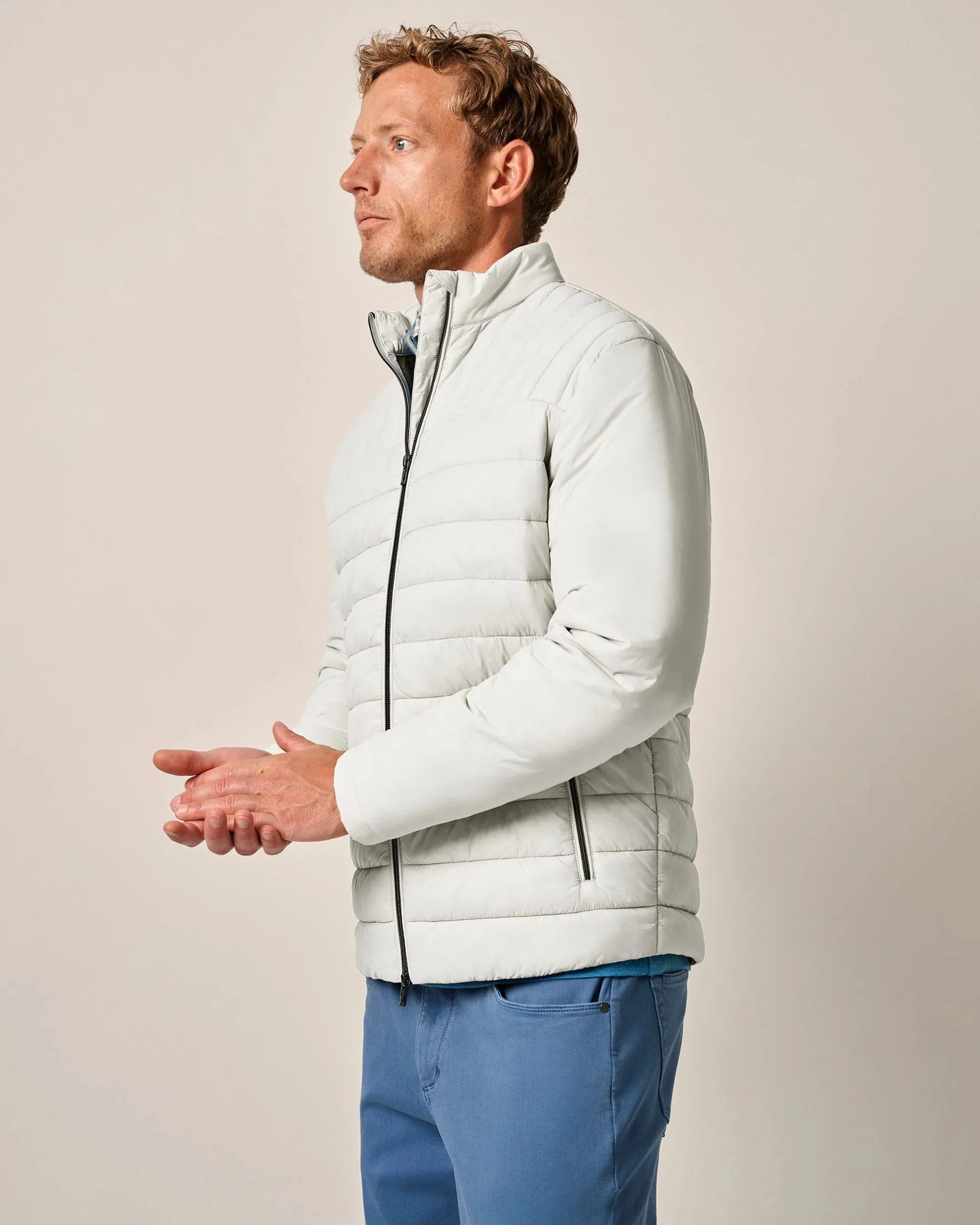 Johnnie-O Killington Featherweight Quilted Bomber Jacket In Stone