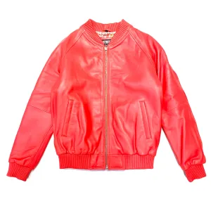 Kashani Red Naked Lambskin Bomber Jacket