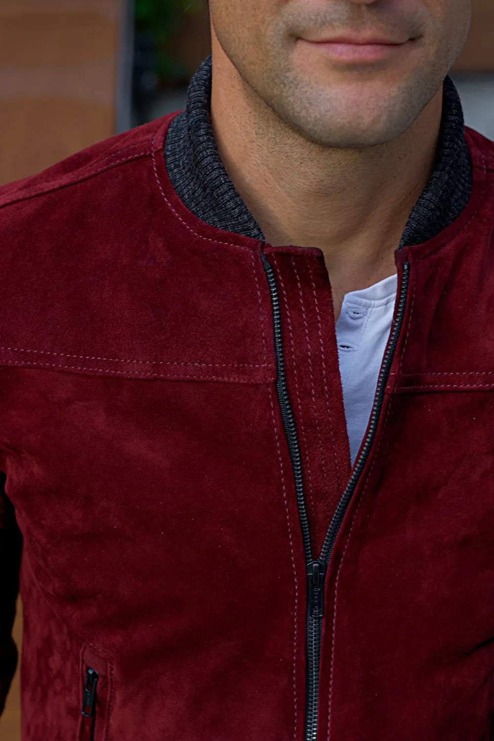 LAFAYETTE DB Leather Jacket Bomber lightweight - Suede  - Mahogany