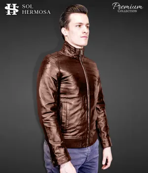 Leather Bomber Jacket For Men - Harry