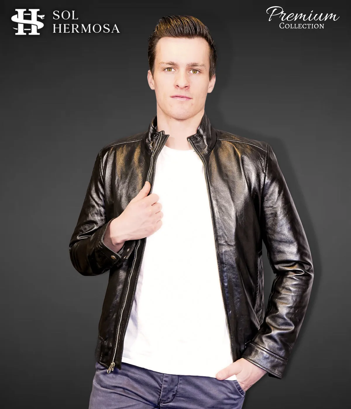 Leather Bomber Jacket For Men - Harry