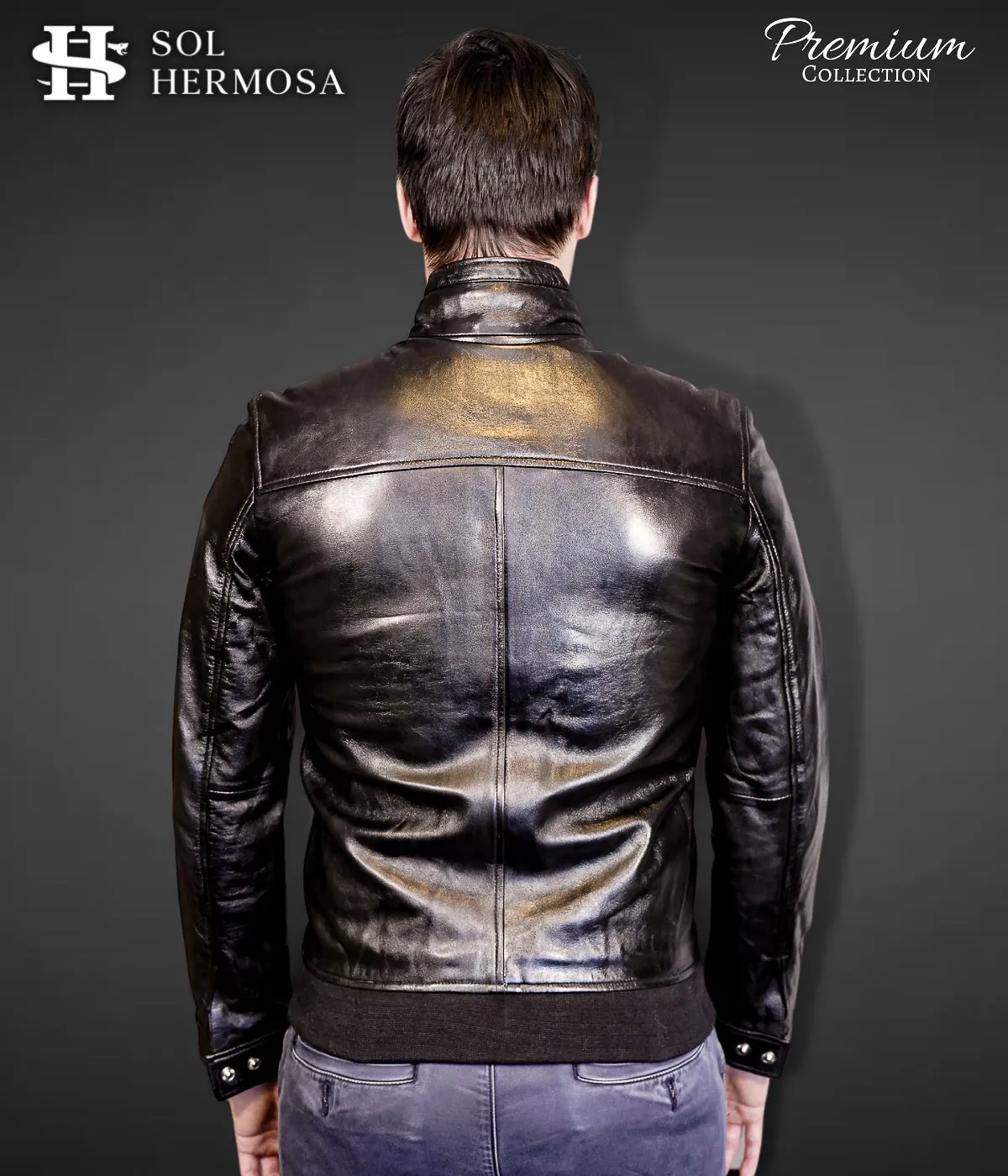 Leather Bomber Jacket For Men - Harry