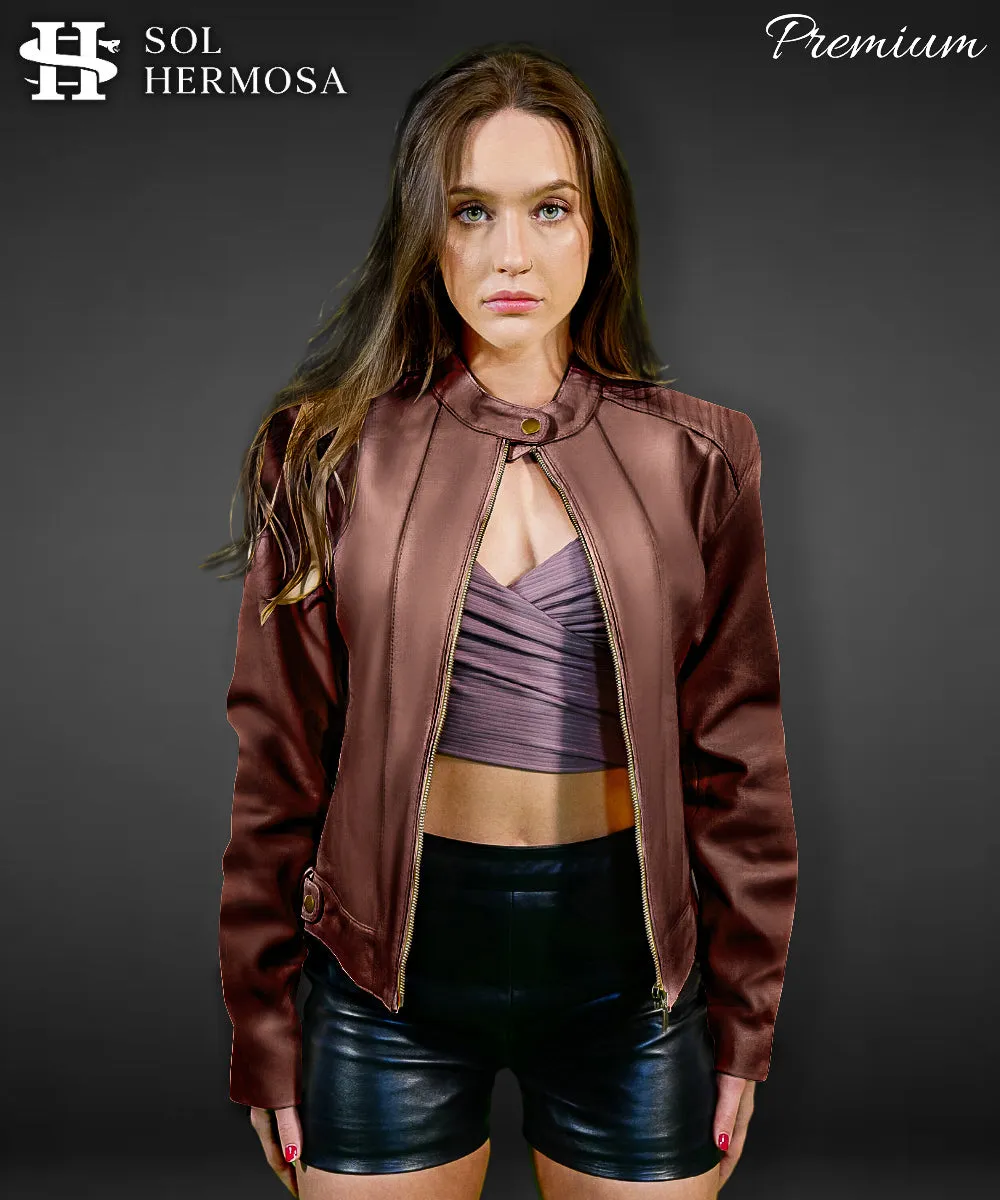 Leather Bomber Jacket For Women - Ananke