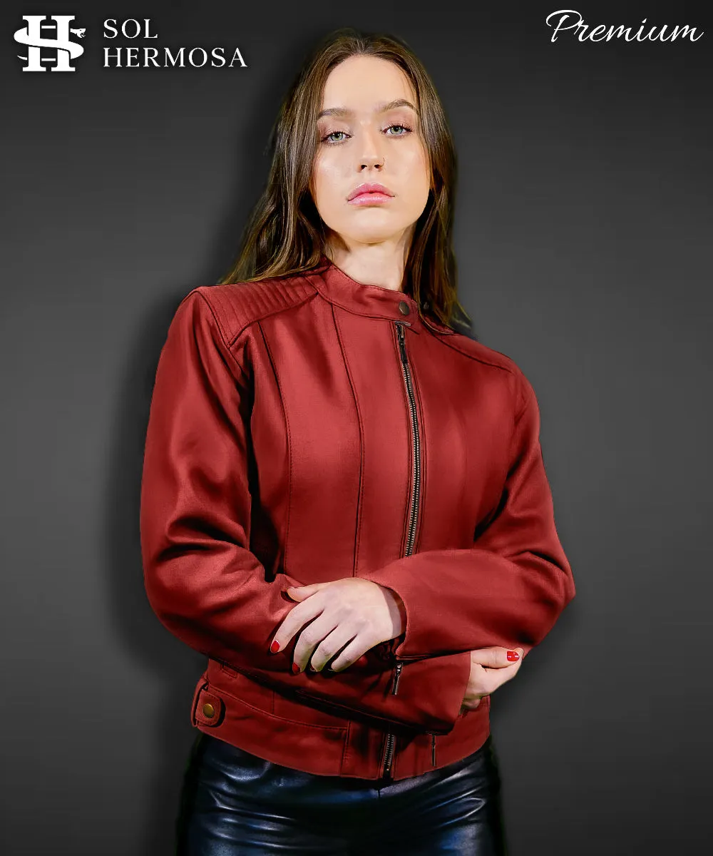 Leather Bomber Jacket For Women - Ananke