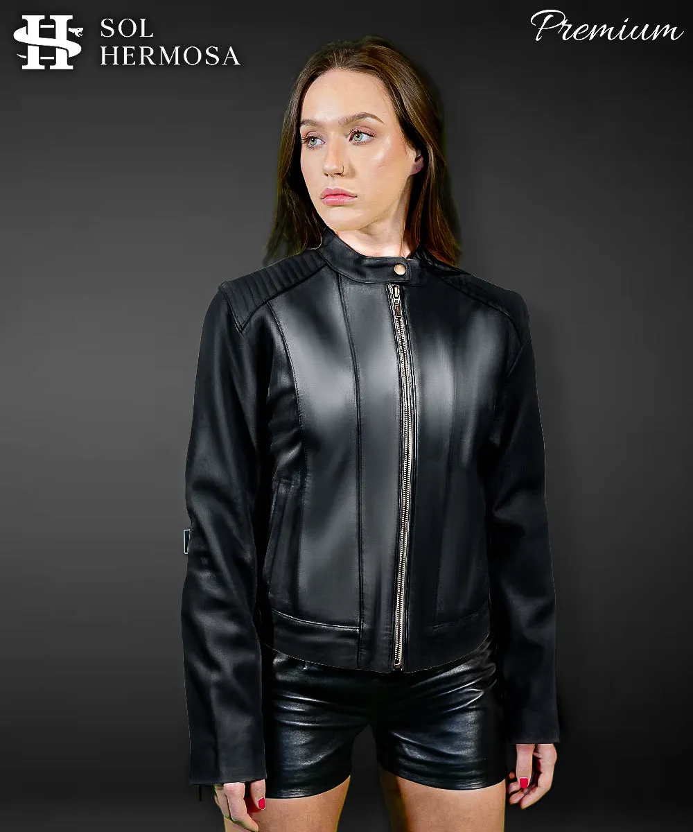 Leather Bomber Jacket For Women - Ananke