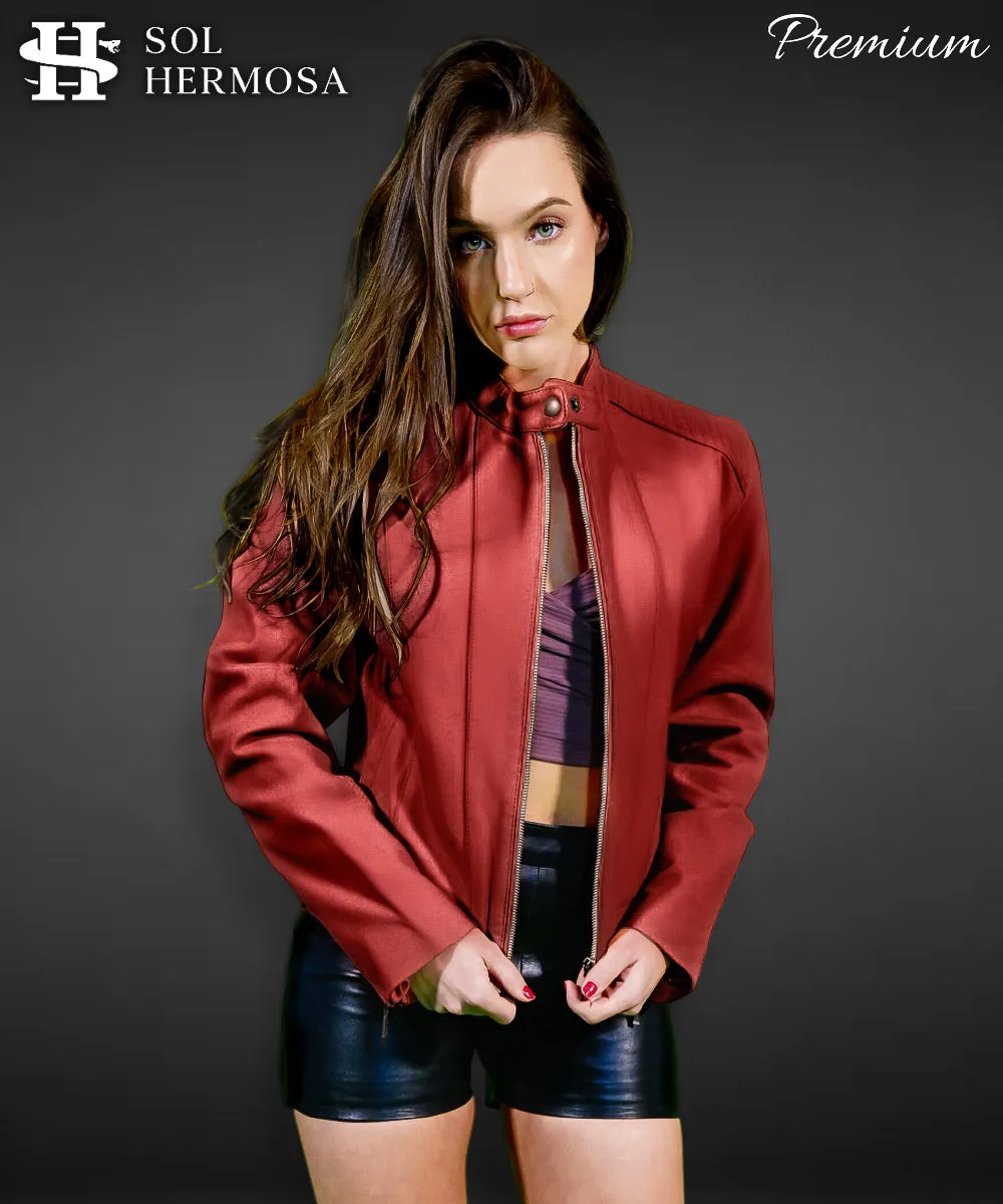 Leather Bomber Jacket For Women - Ananke