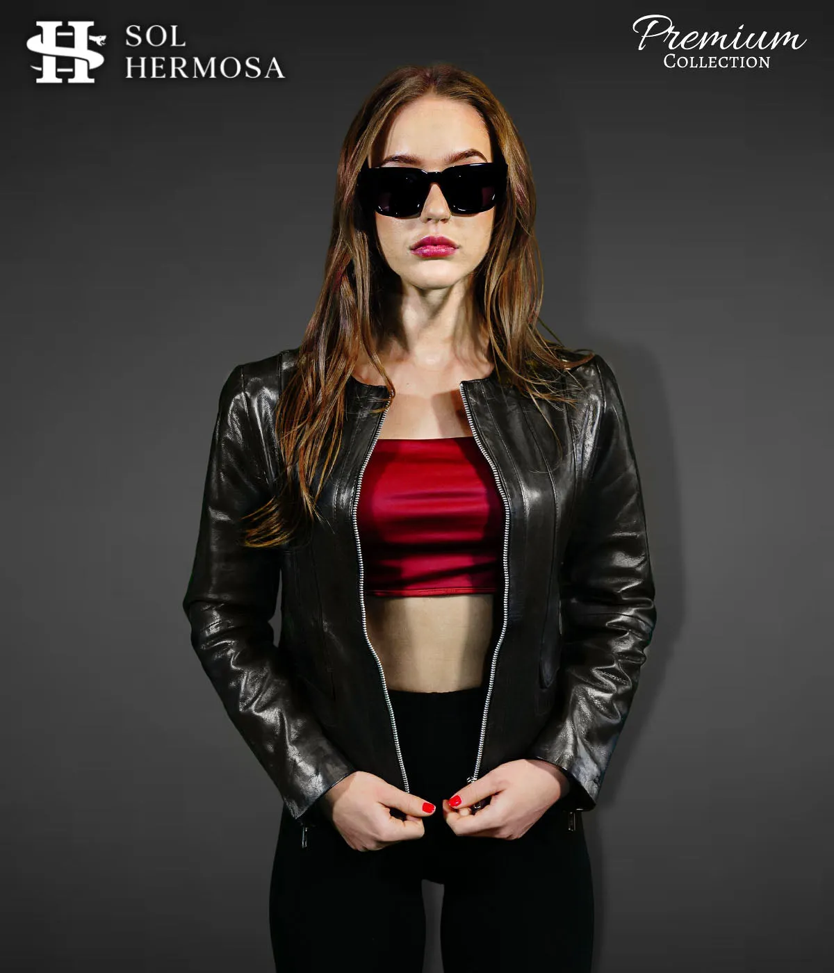 Leather Bomber Jacket For Women - Dione