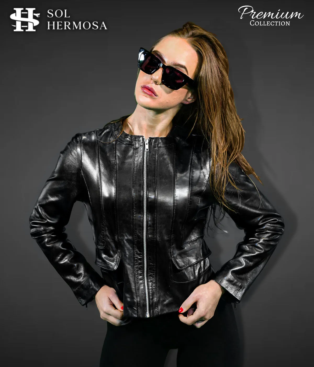 Leather Bomber Jacket For Women - Dione