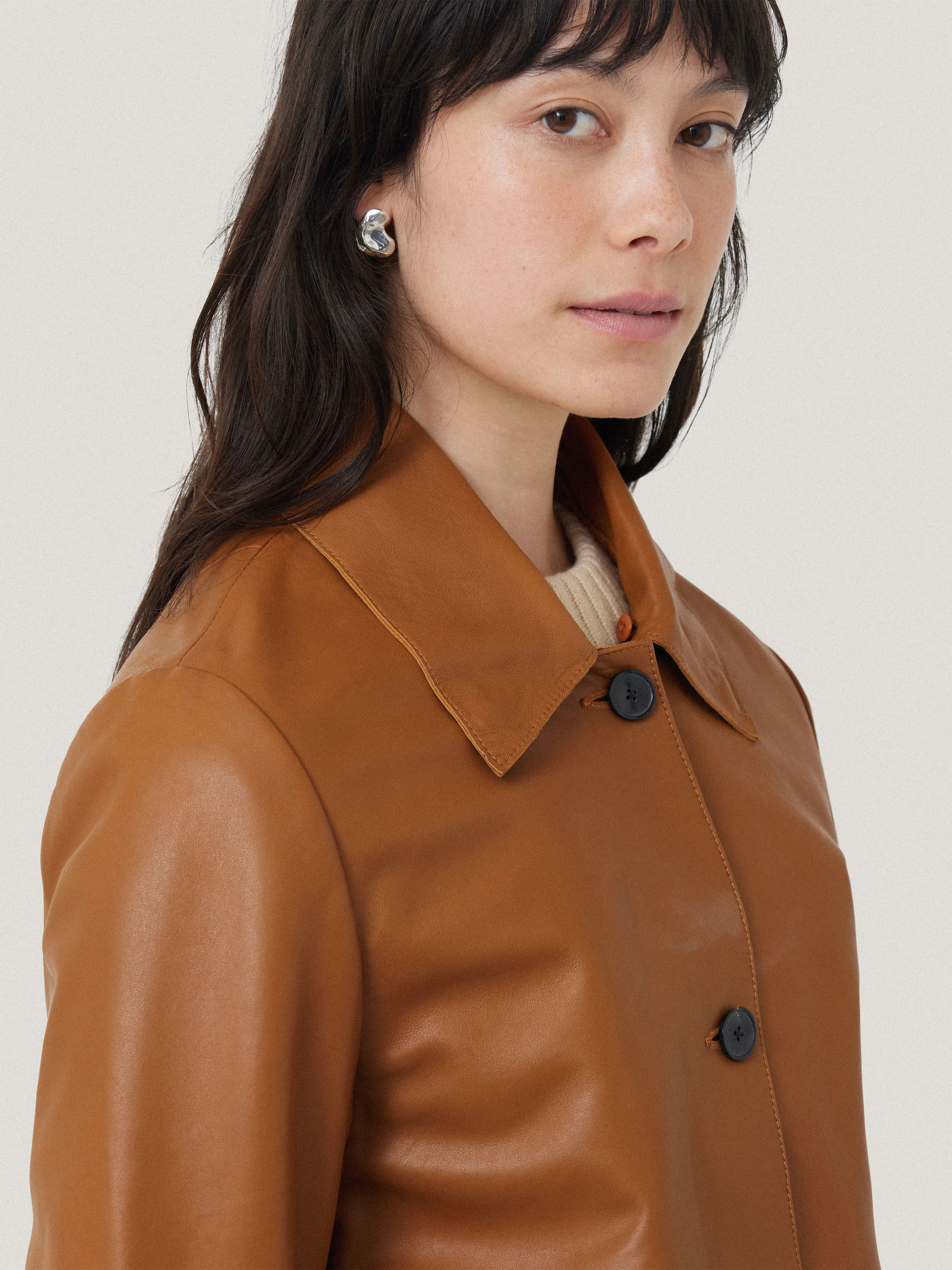 Leather Cropped Jacket | Ginger