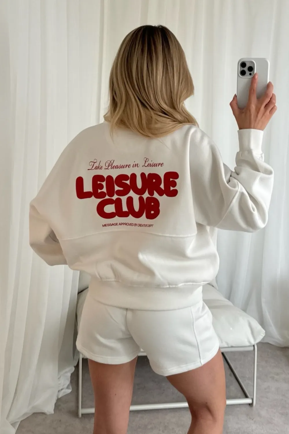 Leisure club white printed bomber jacket shorts