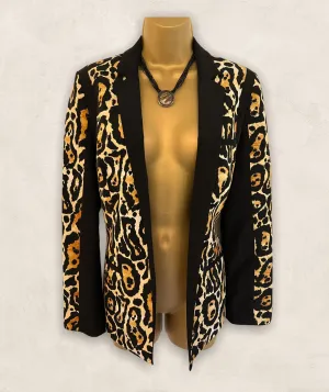 LIMITED EDITION Black Animal Print Open Jacket UK 10 US 6 EU 38