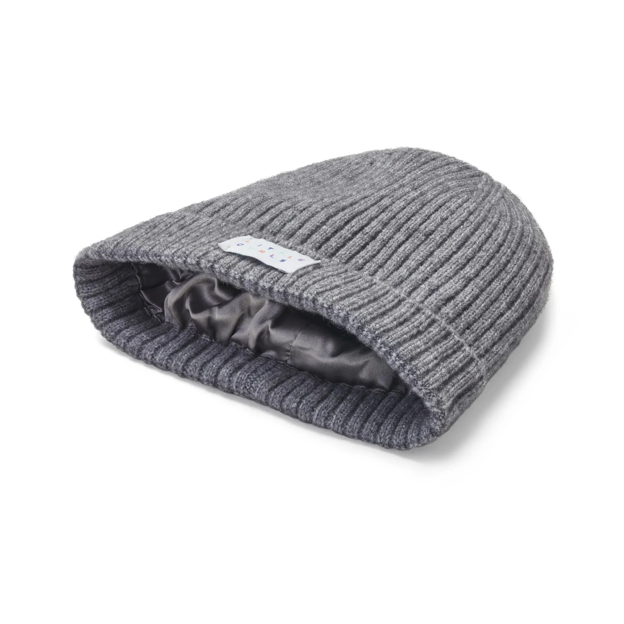 Little Curls Satin Lined Lightweight Beanie Hat - Grey