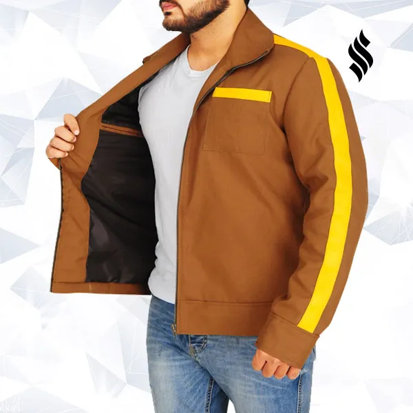 Men Stylish Brown Cotton Jacket