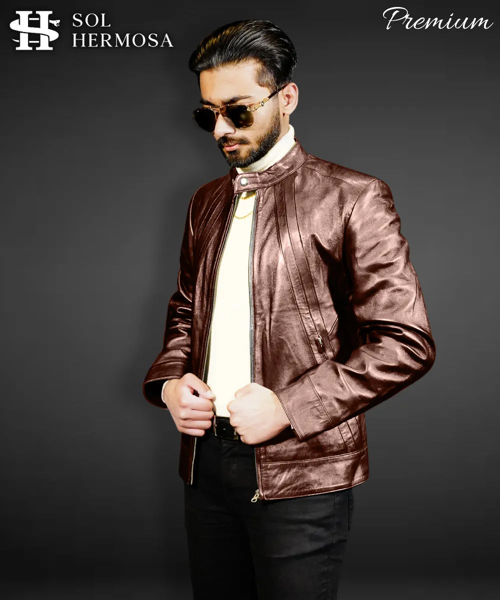 Men's Bomber Leather Jacket - David