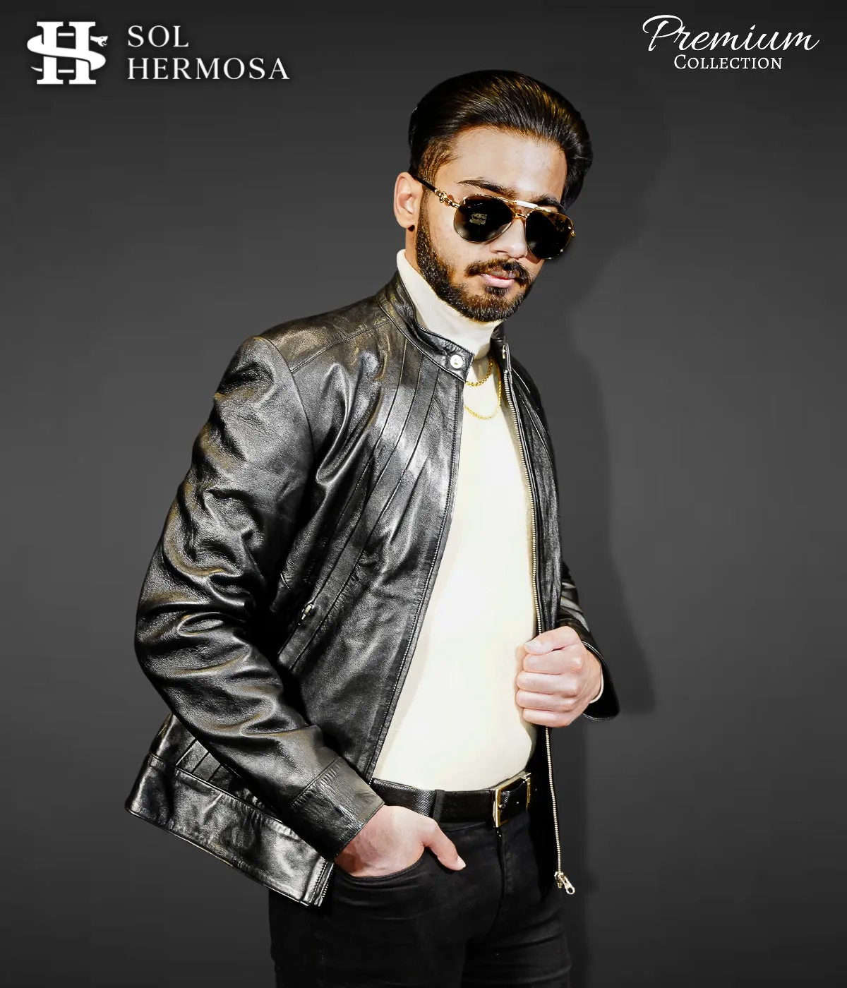 Men's Bomber Leather Jacket - David