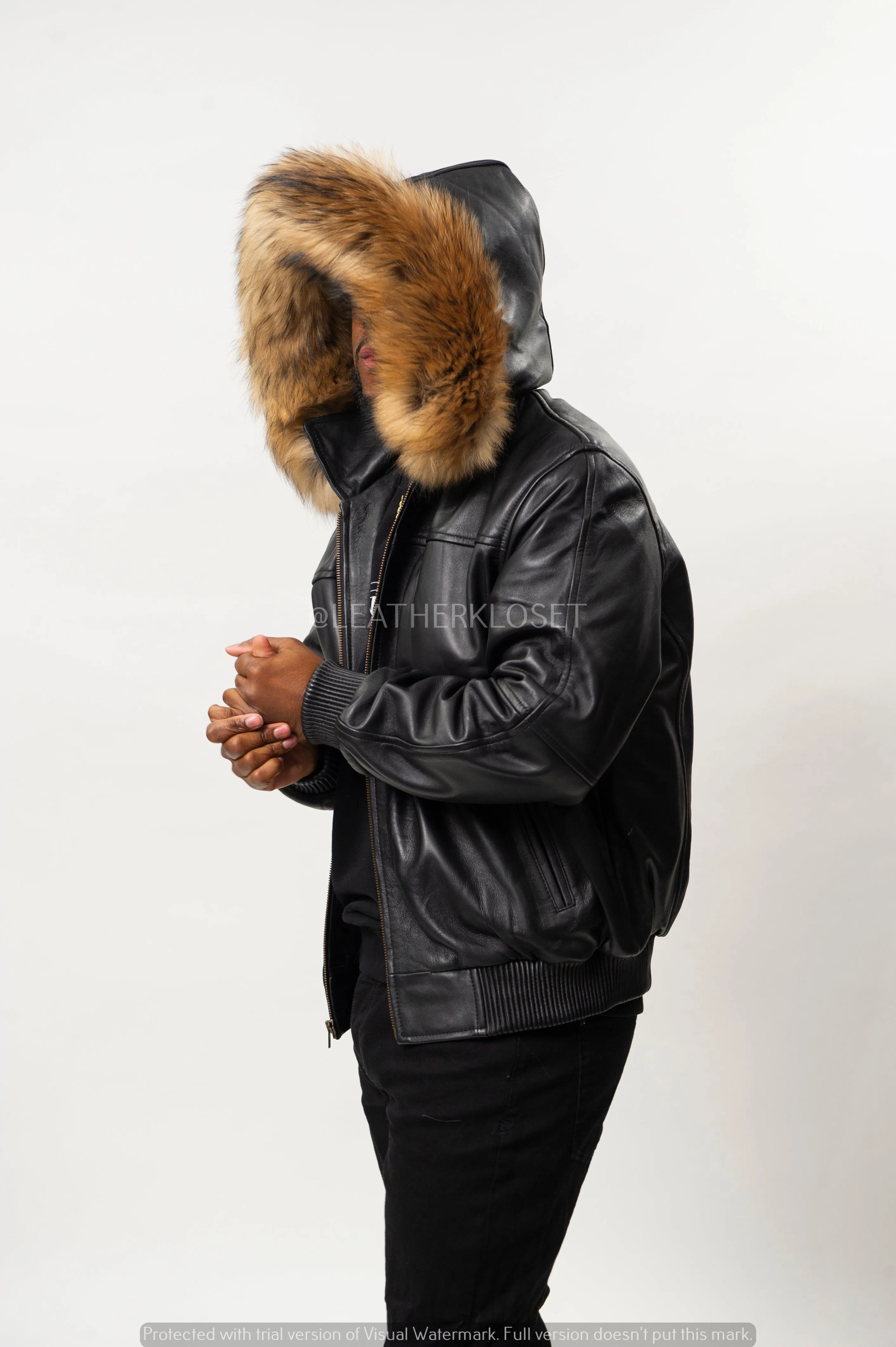 Men's Classic Baseball Jacket With Raccoon Hood