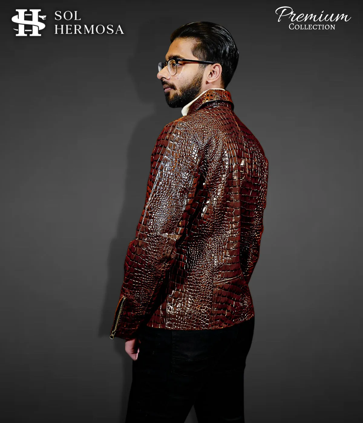 Men's Crocodile Leather Jacket - Hades