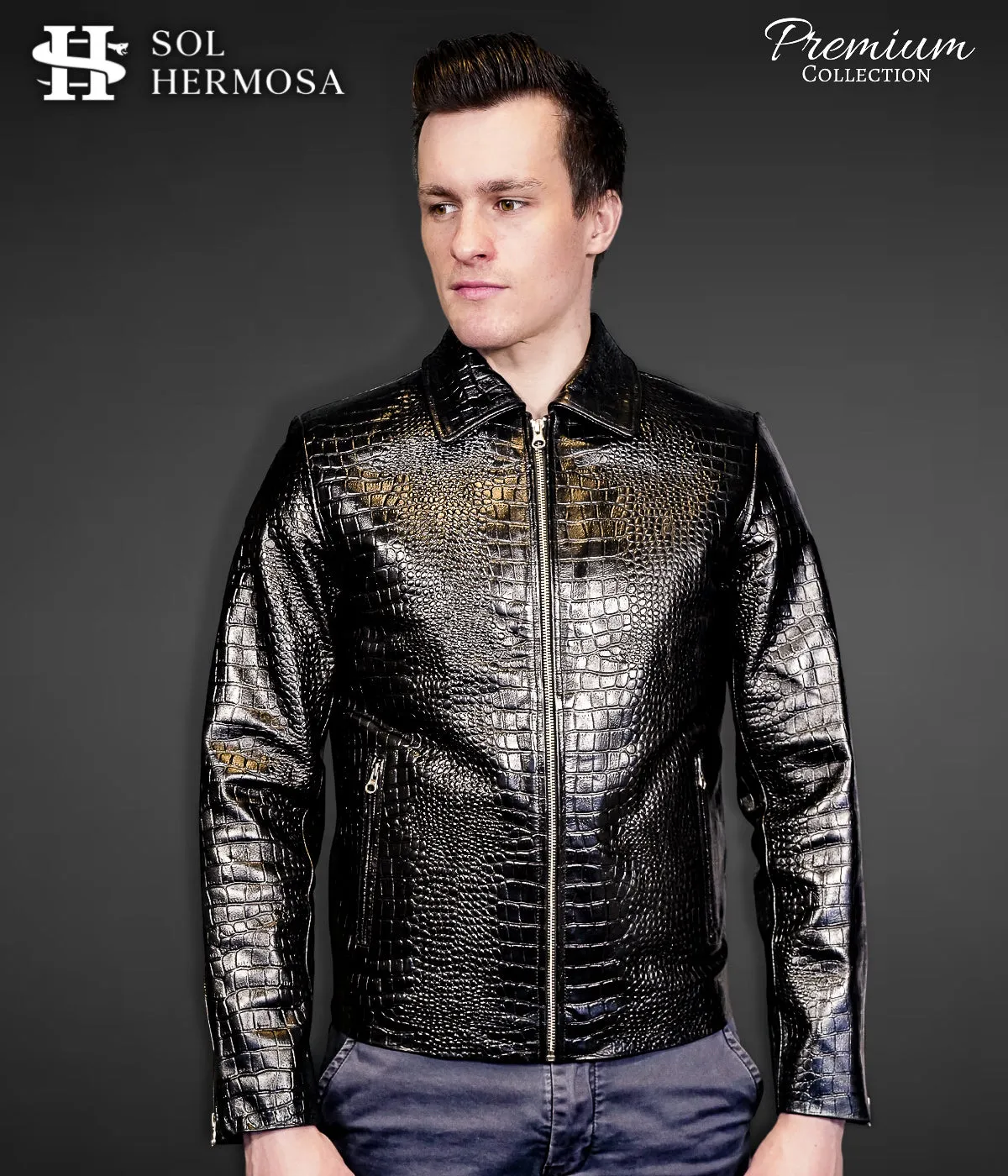 Men's Crocodile Leather Jacket - Hades