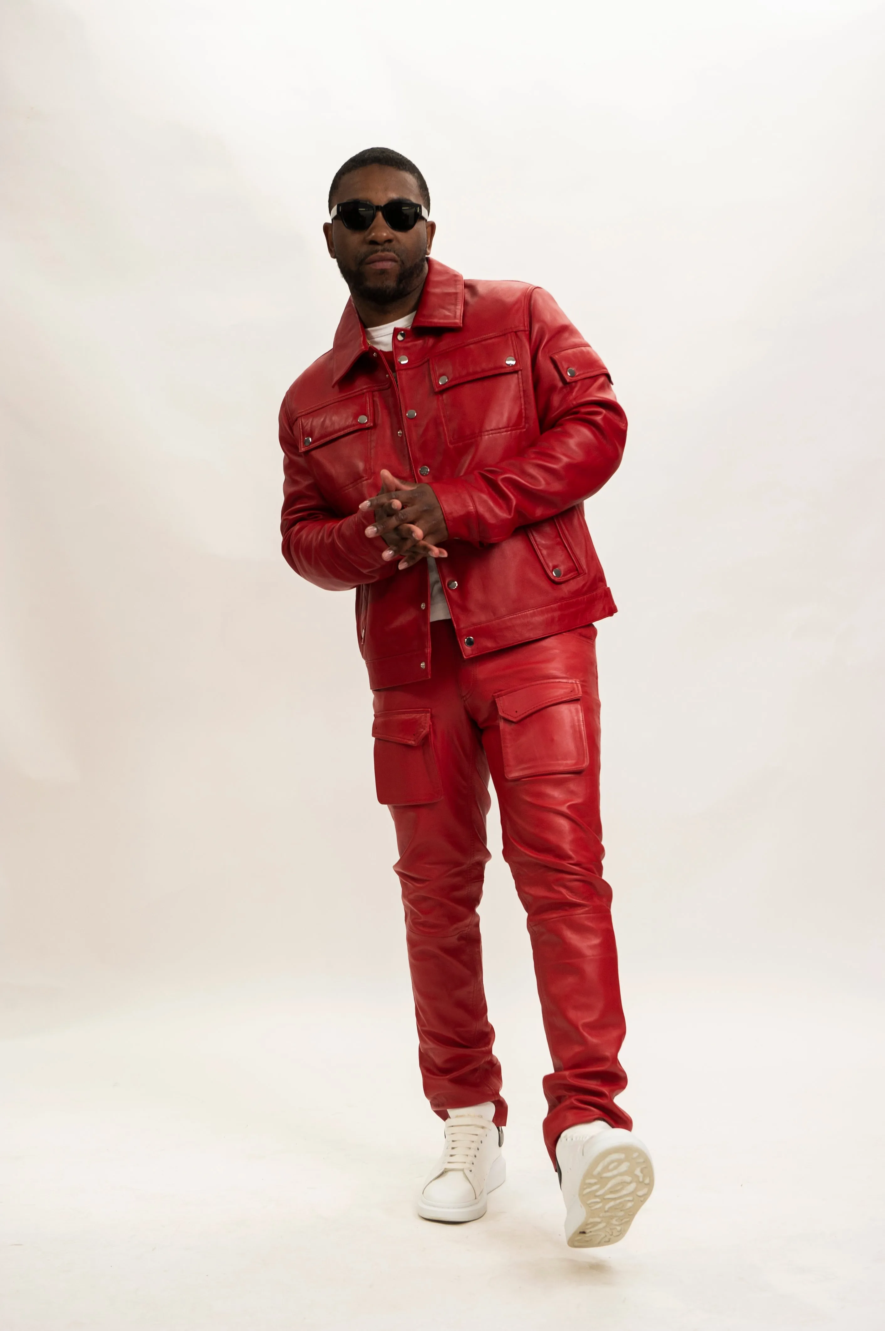 Men's Jax Jean Jacket & Leather Jean Pants [Red]