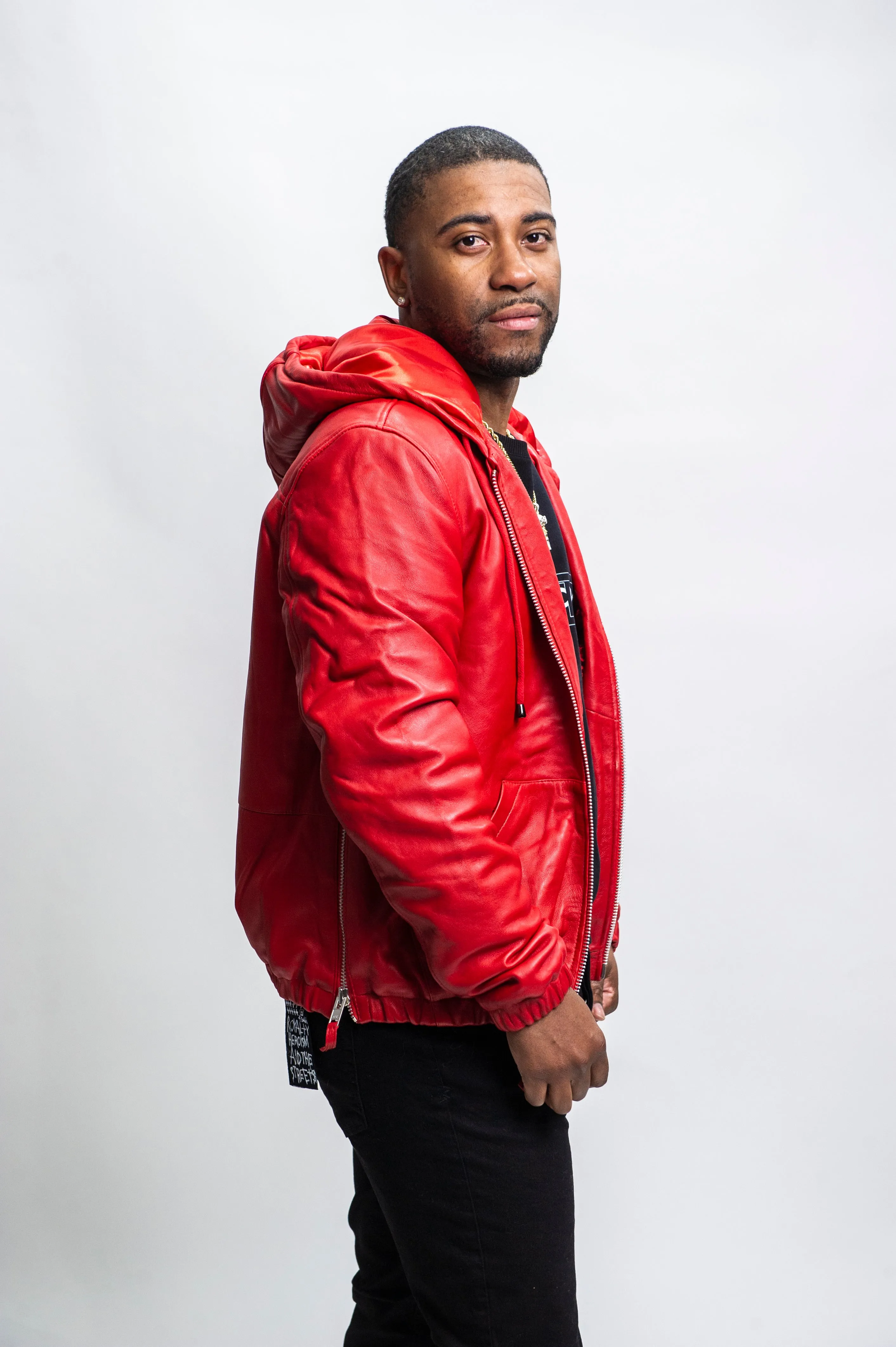 Men's Leather Hoodie [Red]