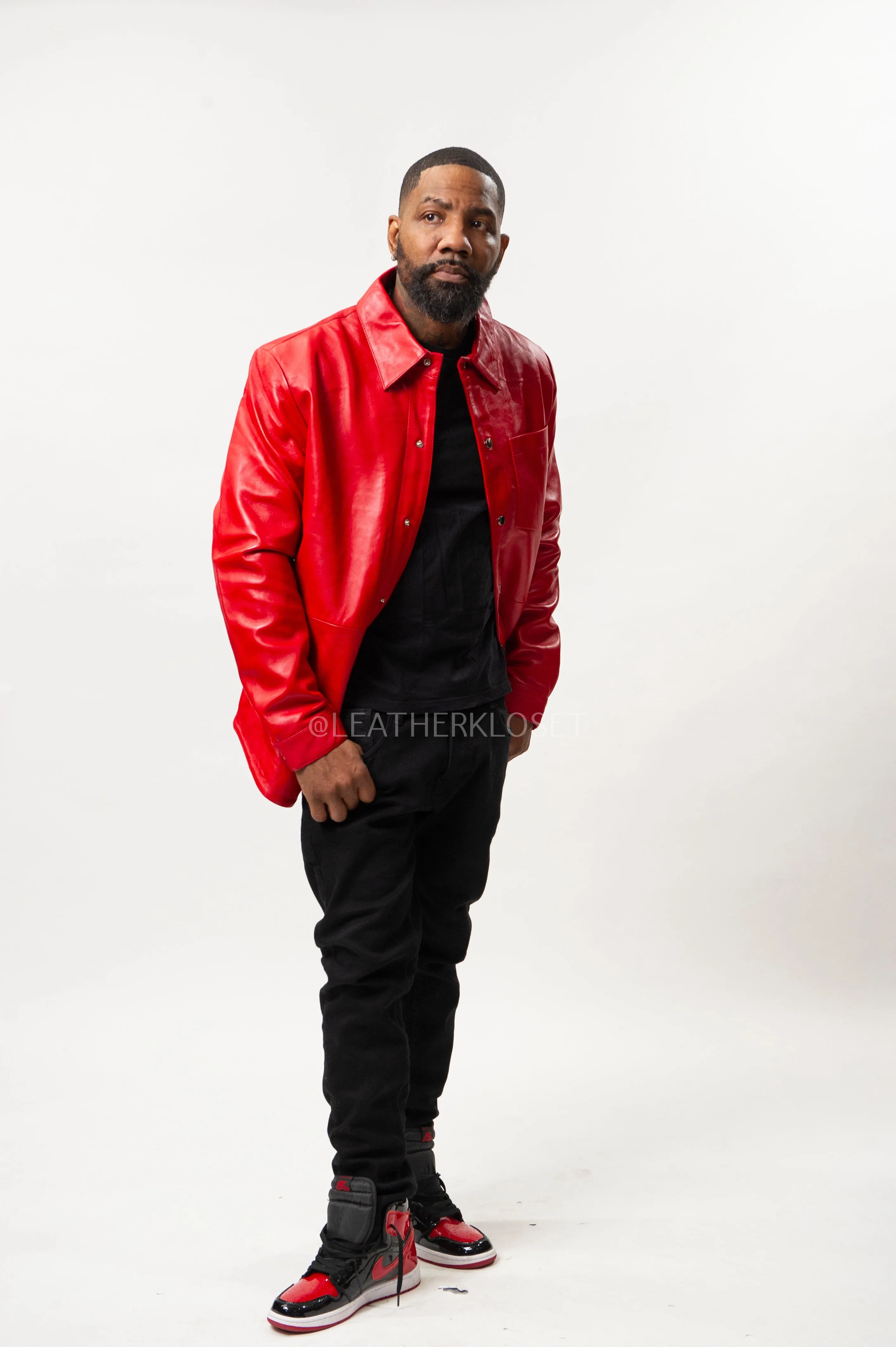 Men's Luka Leather Shirt [Red]