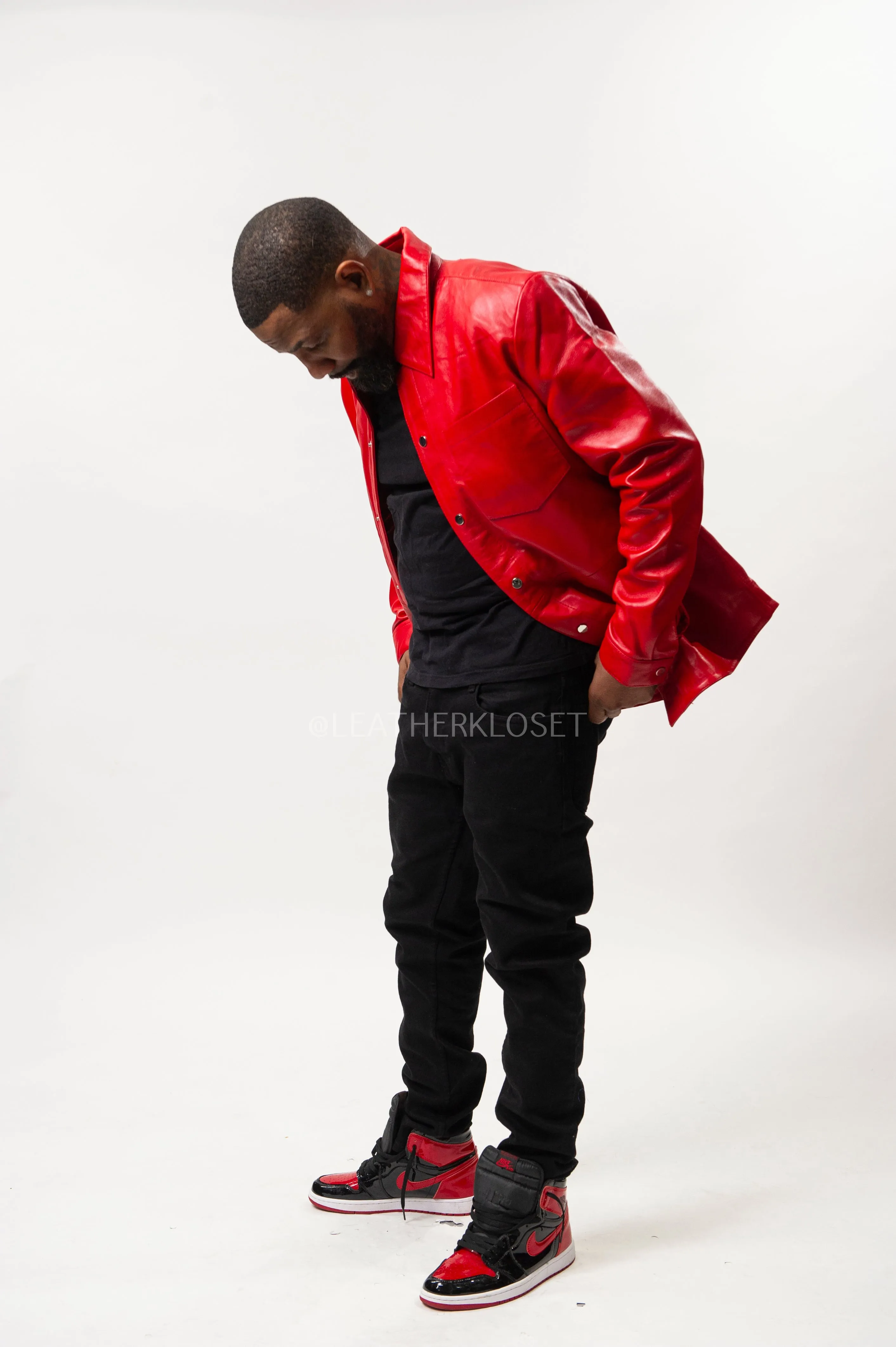 Men's Luka Leather Shirt [Red]