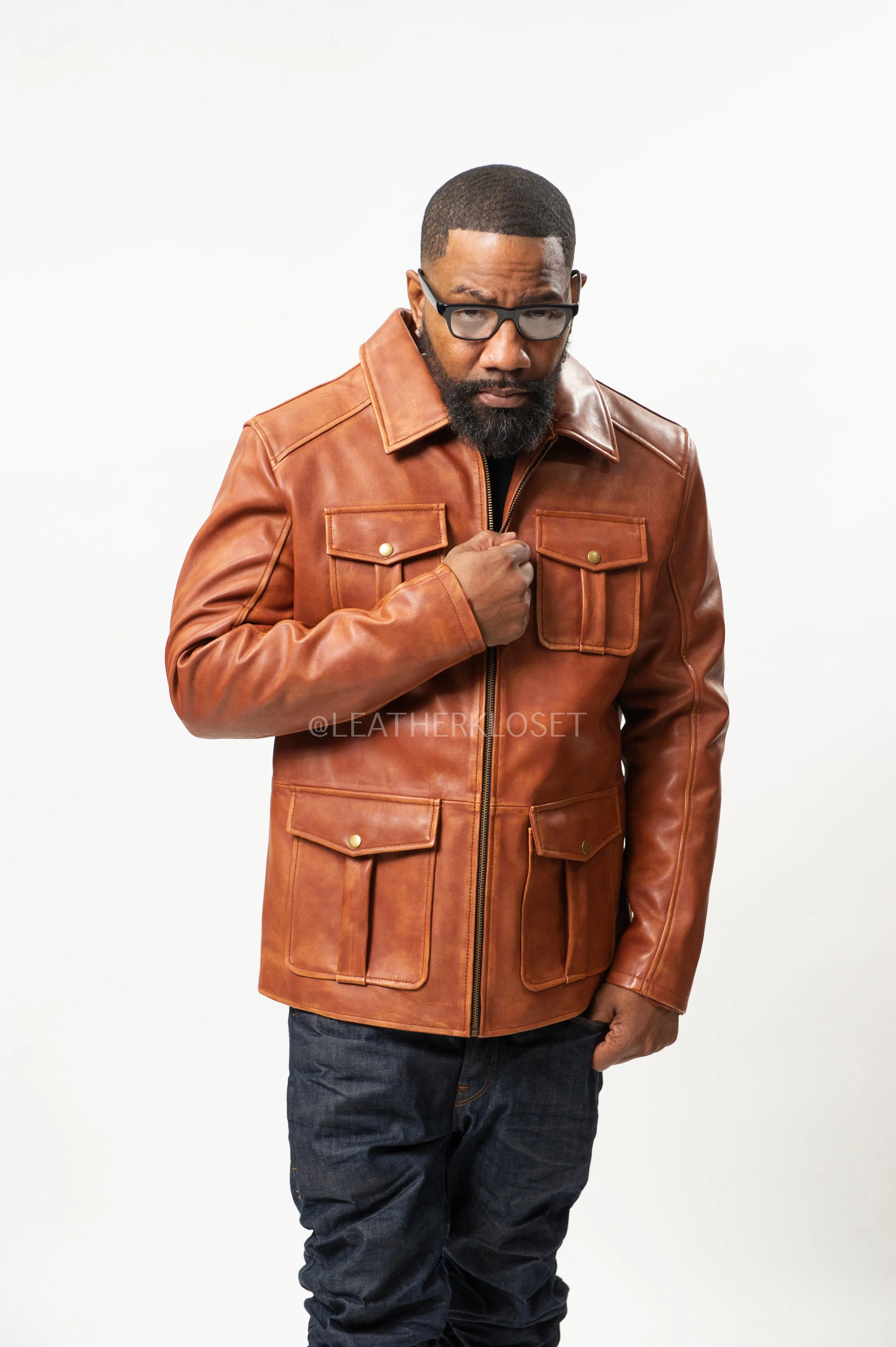 Men's Safari Leather Jacket [Caramel Crunch]