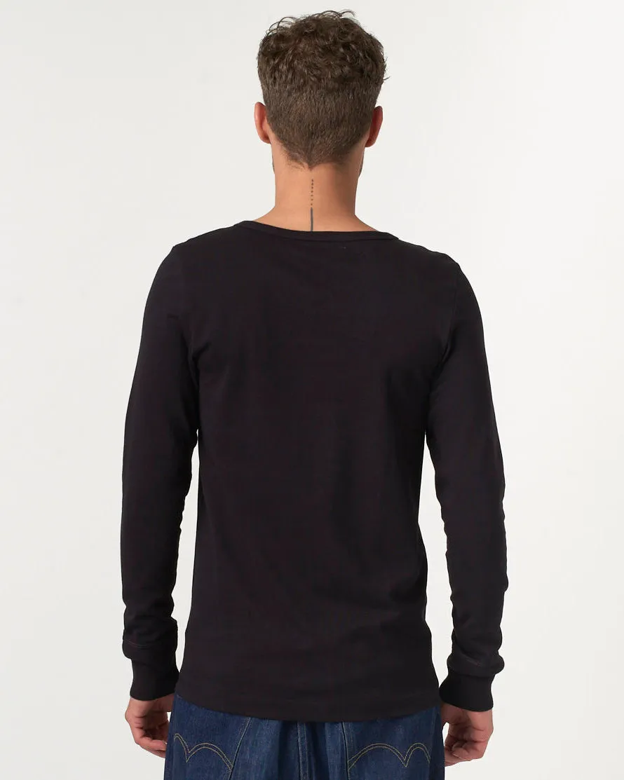 Merz B Schwanen Good Originals 206 8.6oz Loopwheeled Henley - Deep Black