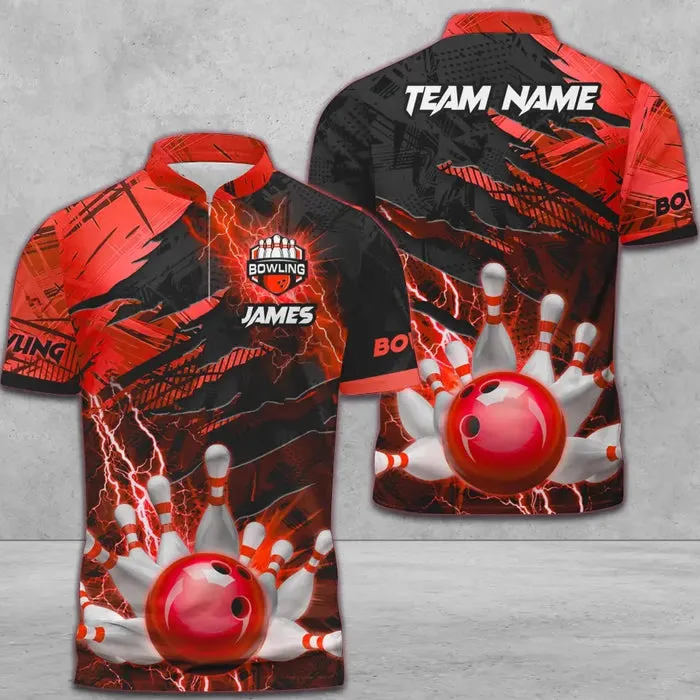 Multicolor Bowling And Pins Thunder Break Multicolor Option Customized Name 3D Shirt