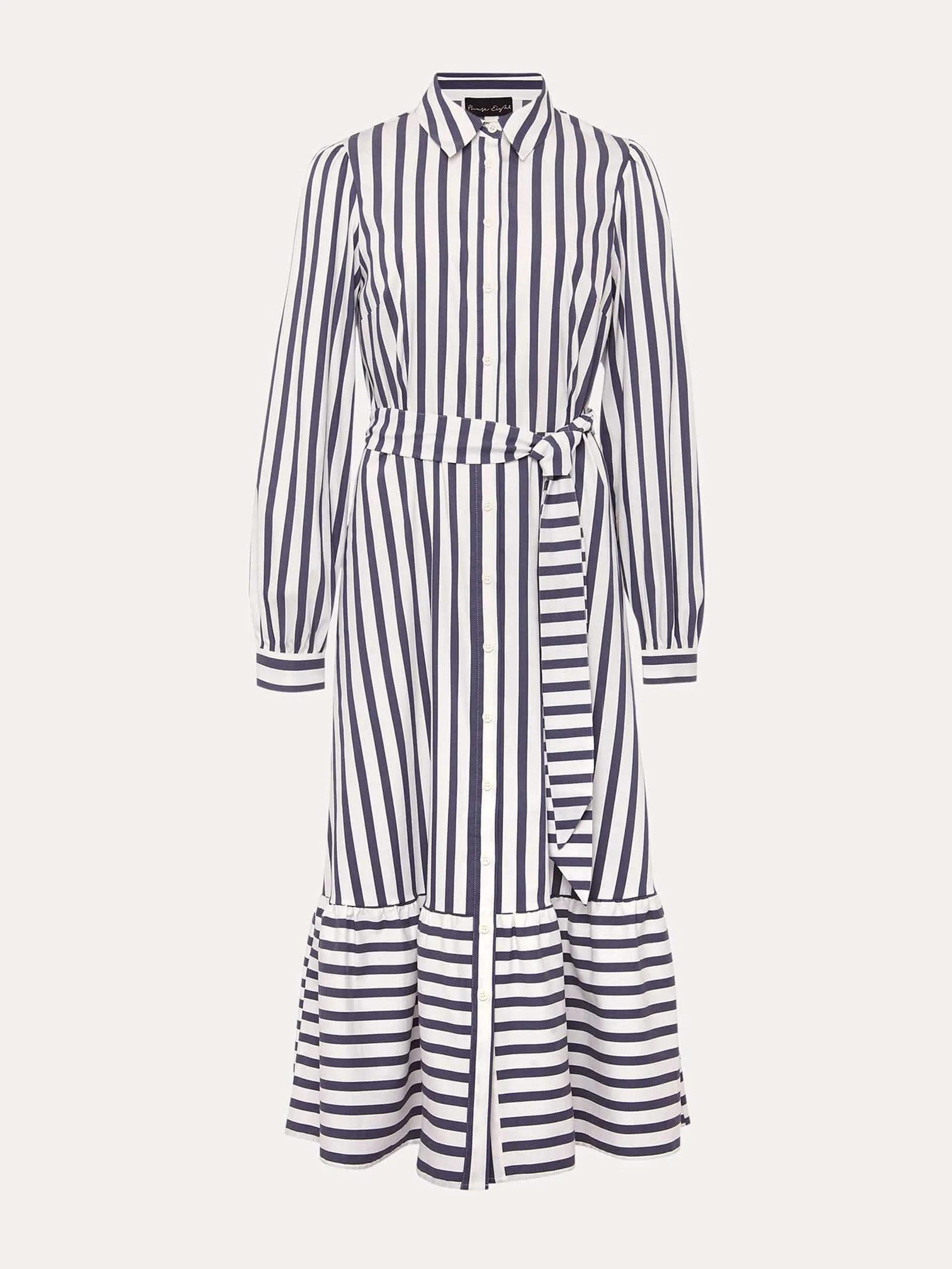 Navy stripe midaxi shirt dress